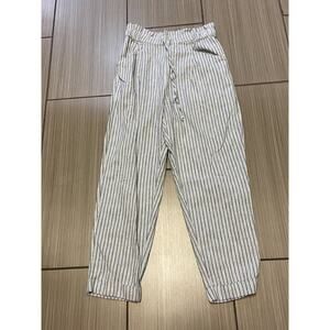 Nautical Coastal relaxed breathable Linen Pinstripe beach paperbag trouser sz M
